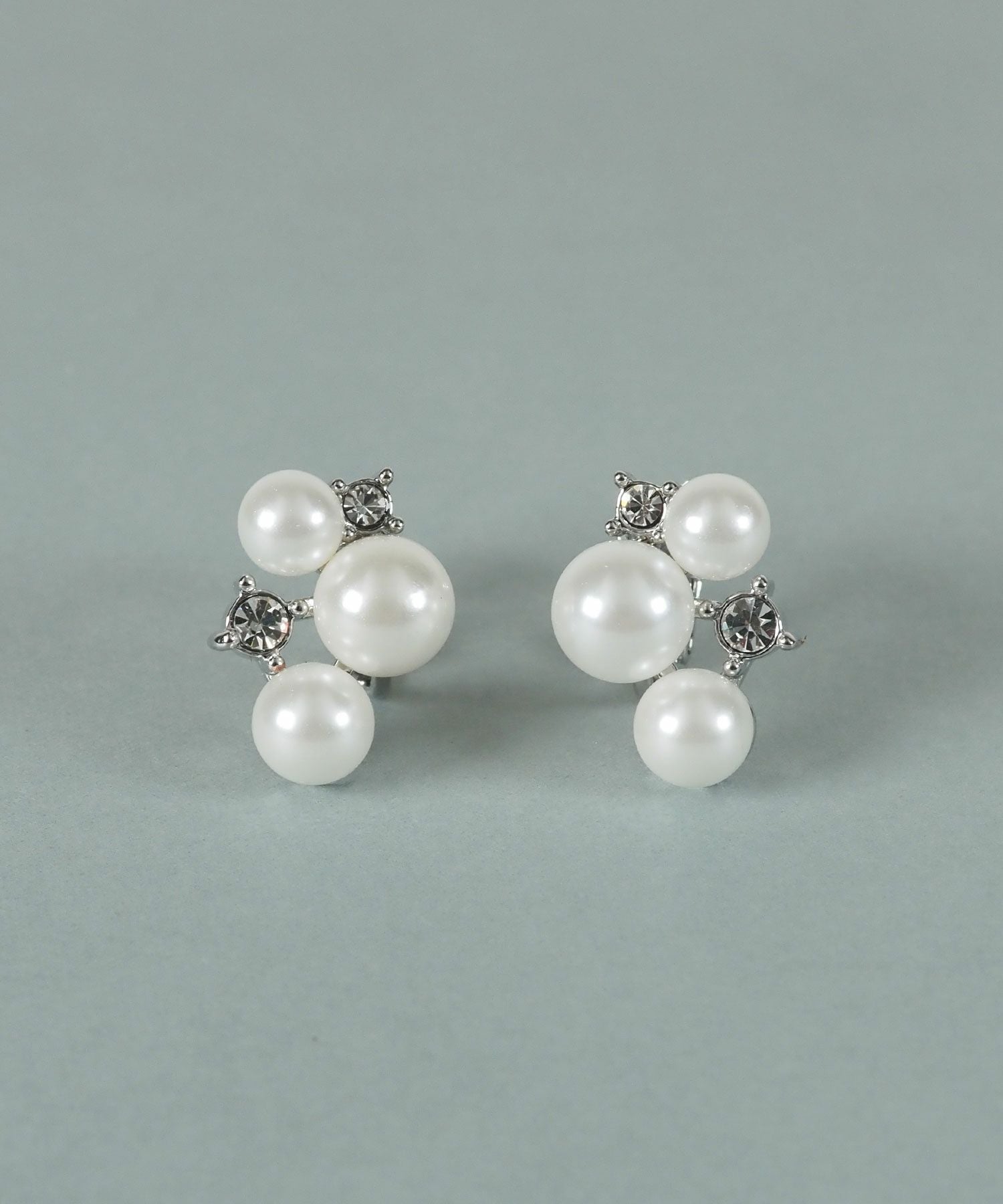 トリプル貝パールビジューイヤリング【JUNO PREMIUM】