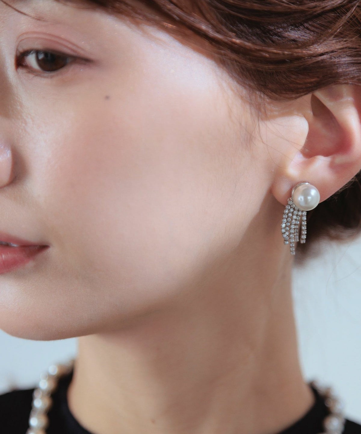 貝パールストーンシャワーピアス