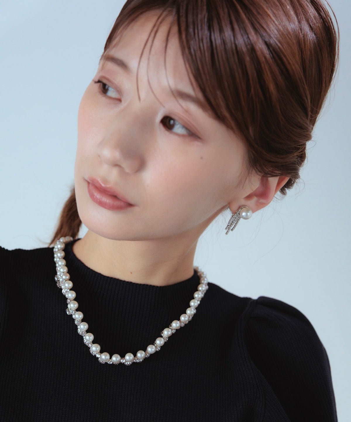 貝パールストーンシャワーピアス