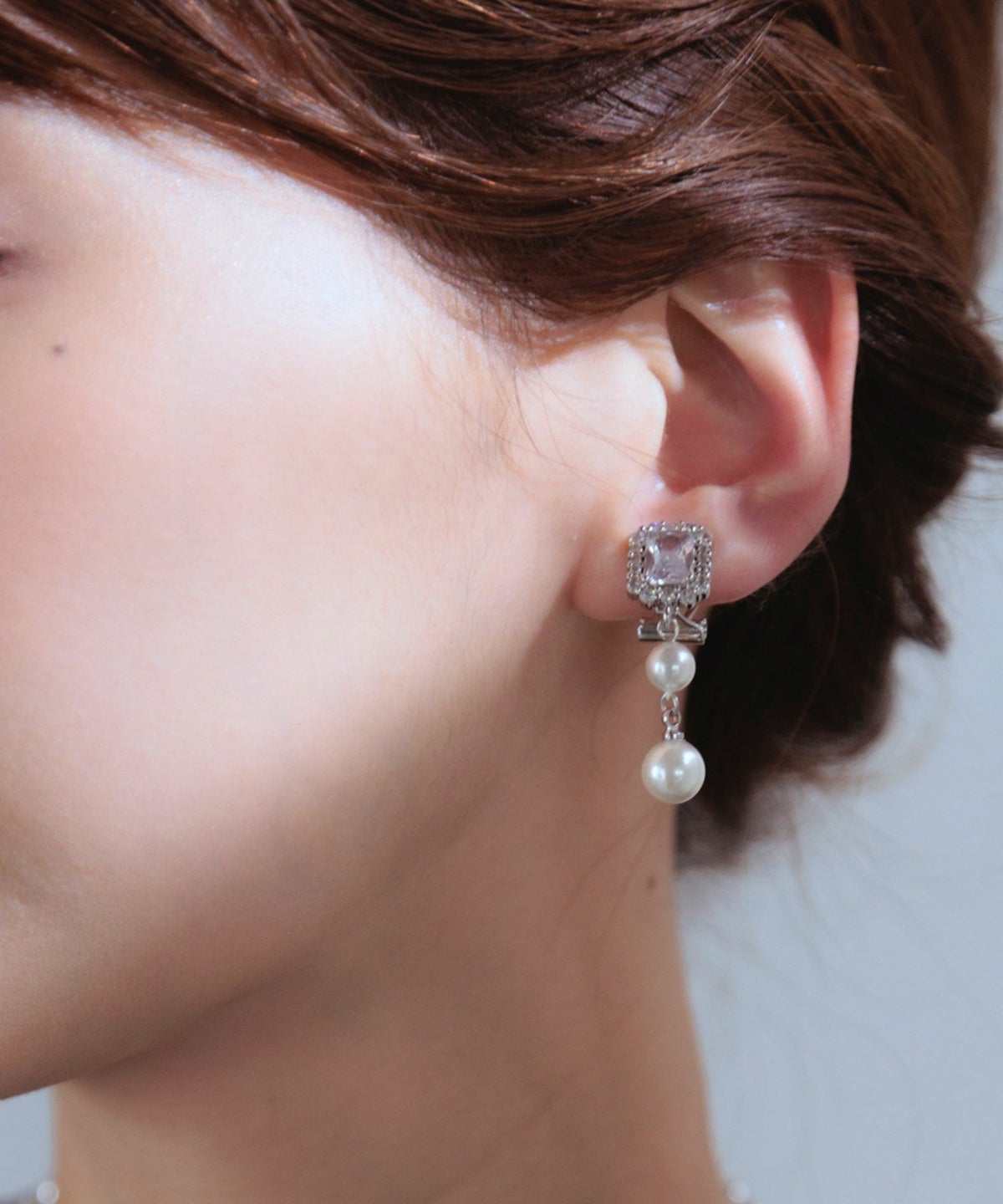 ダブル貝パールビジューイヤリング【JUNO PREMIUM】