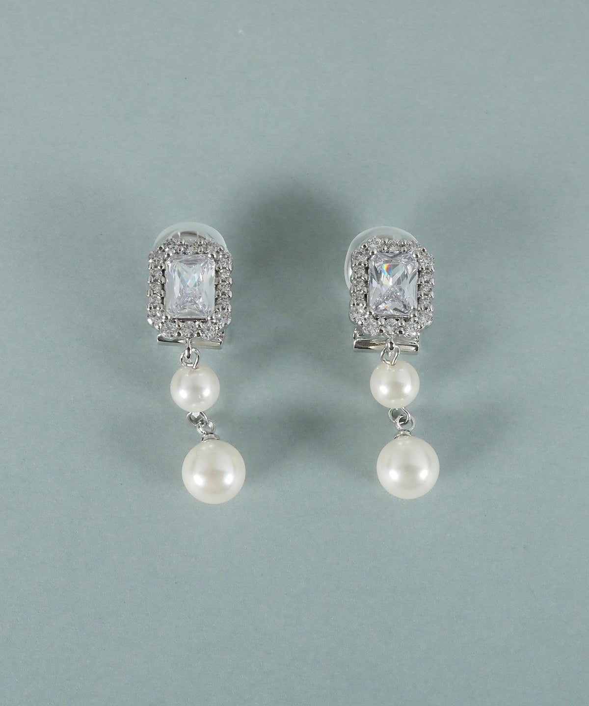 ダブル貝パールビジューイヤリング【JUNO PREMIUM】