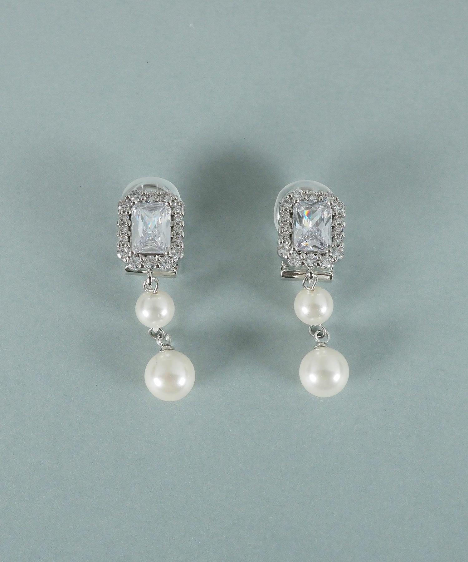 ダブル貝パールビジューイヤリング【JUNO PREMIUM】