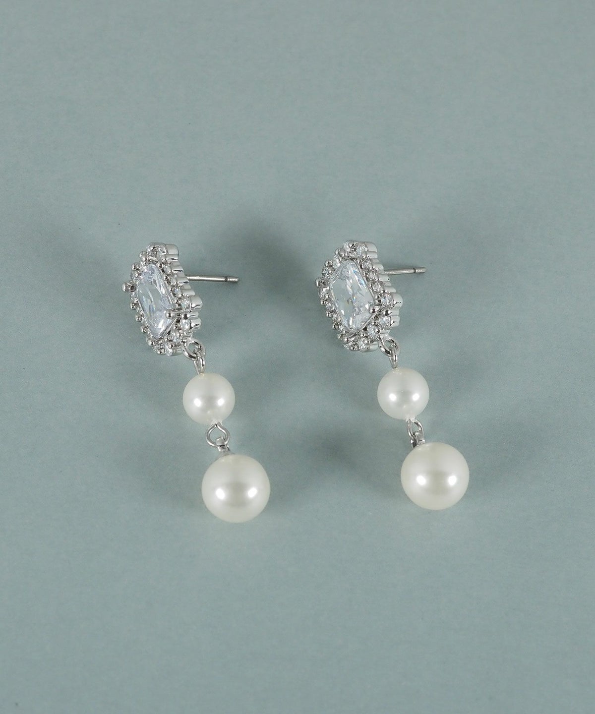 ダブル貝パールビジューピアス【JUNO PREMIUM】