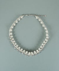 貝パールラインストーンネックレス