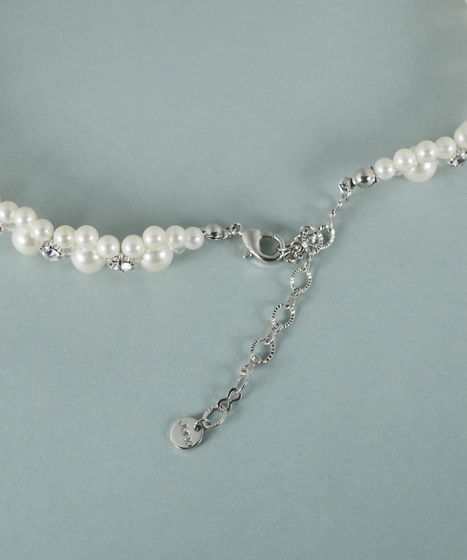 貝パールラインストーンネックレス