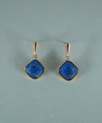 スクエアラピスラズリクリスタルピアス【JUNO PREMIUM】