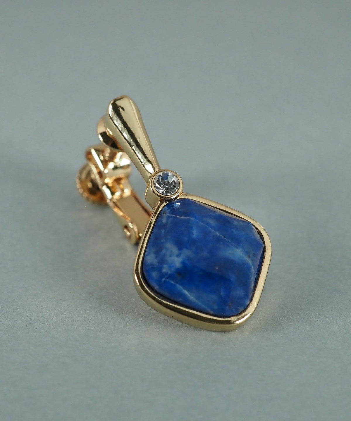 スクエアラピスラズリクリスタルイヤリング【JUNO PREMIUM】