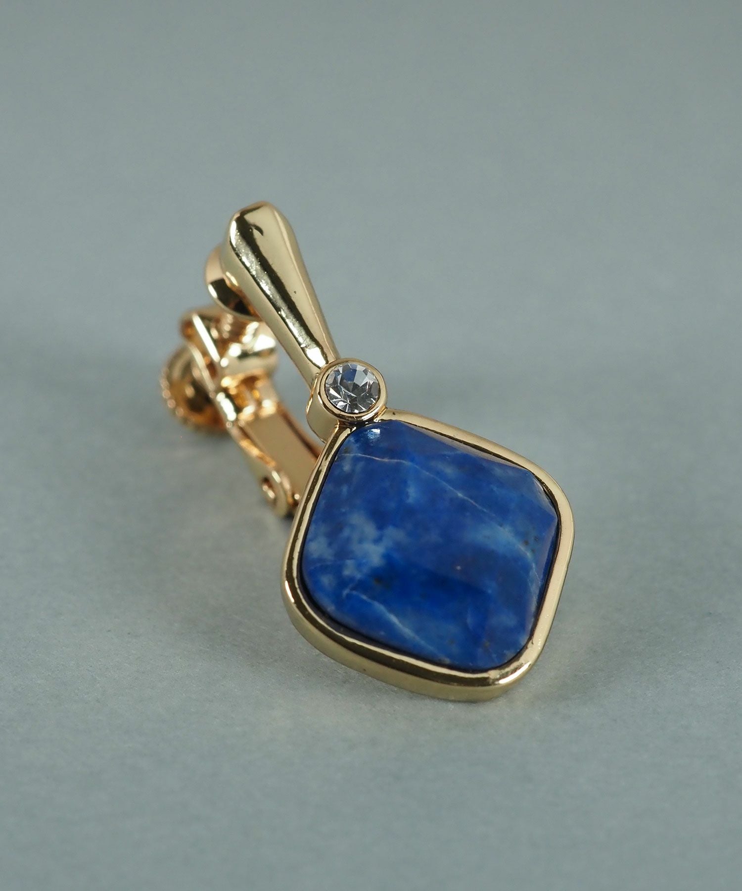 スクエアラピスラズリクリスタルイヤリング【JUNO PREMIUM】