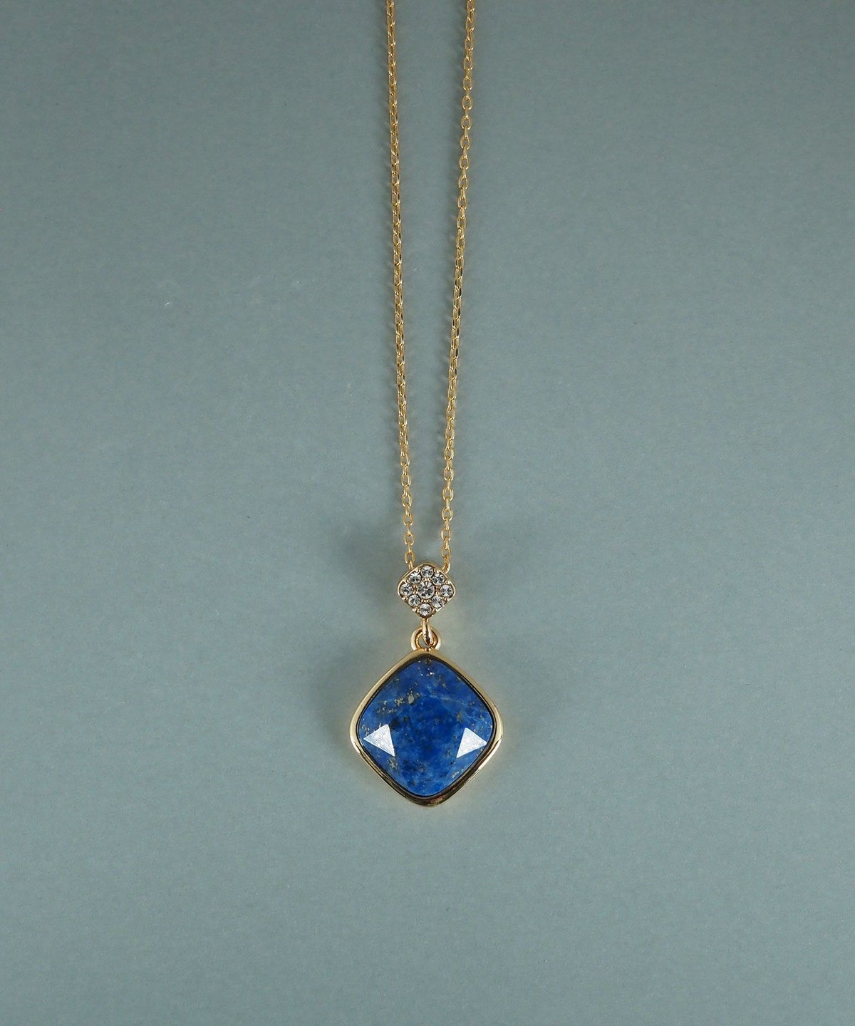 スクエアラピスラズリパヴェクリスタルネックレス【JUNO PREMIUM】