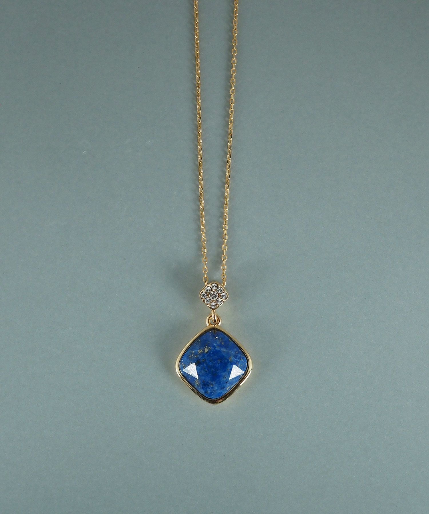 スクエアラピスラズリパヴェクリスタルネックレス【JUNO PREMIUM】