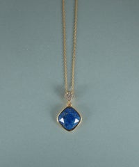 スクエアラピスラズリパヴェクリスタルネックレス【JUNO PREMIUM】