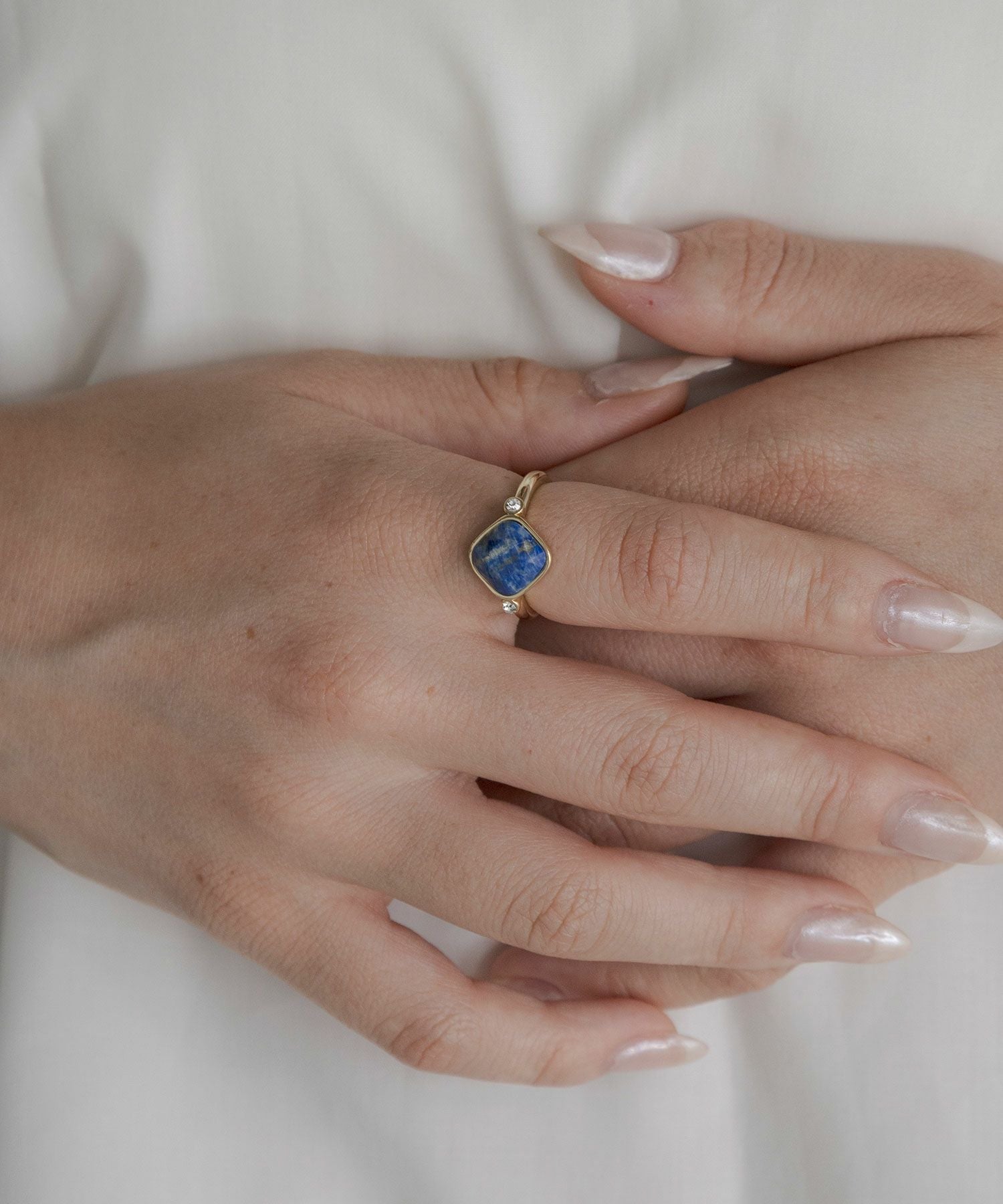 スクエアラピスラズリクリスタルリング【JUNO PREMIUM】