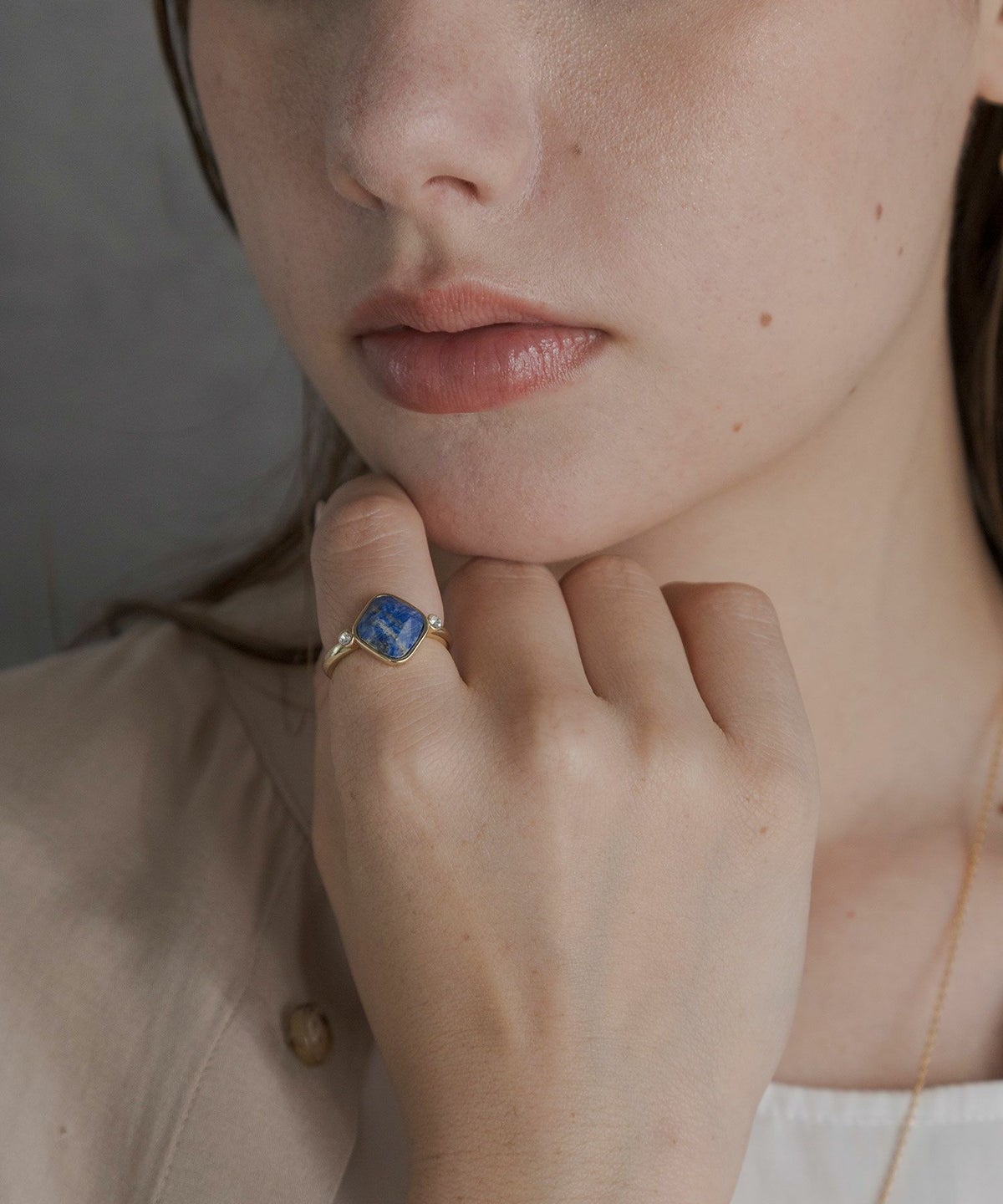 スクエアラピスラズリクリスタルリング【JUNO PREMIUM】