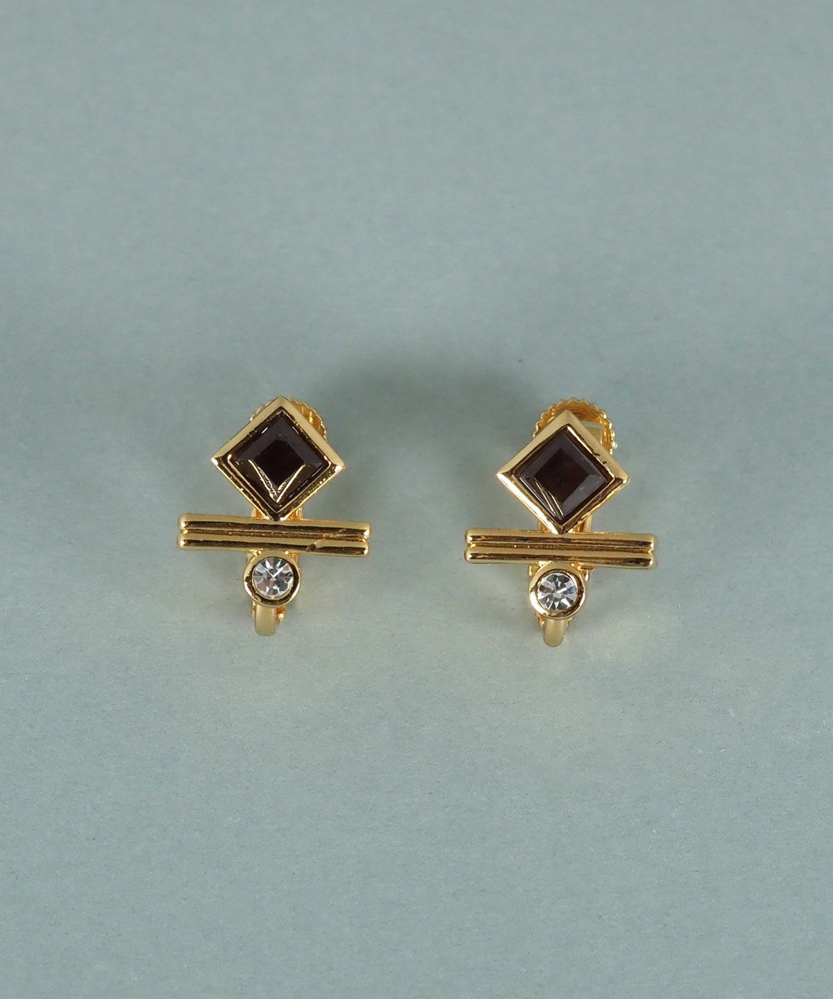 スクエアガーネットジオメトリーイヤリング【JUNO PREMIUM】