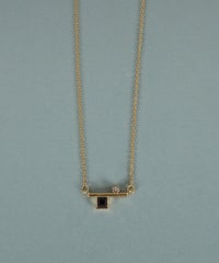 スクエアガーネットラインジオメトリーネックレス【JUNO PREMIUM】