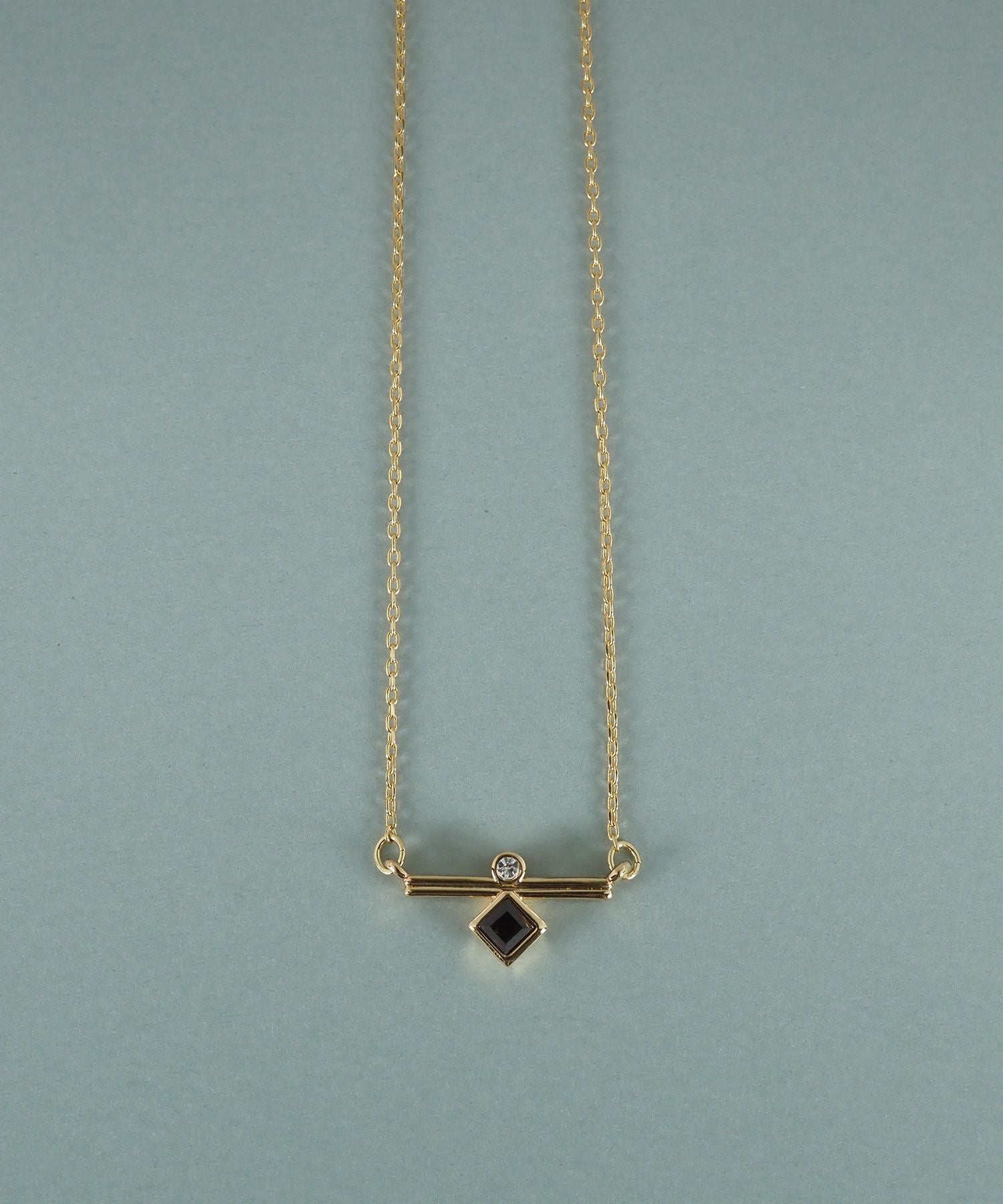 スクエアガーネットジオメトリーネックレス【JUNO PREMIUM】