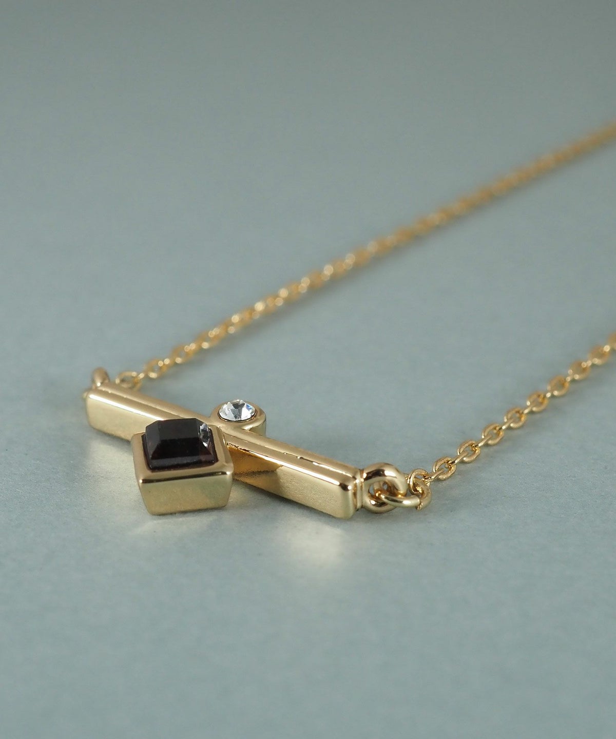 スクエアガーネットジオメトリーネックレス【JUNO PREMIUM】