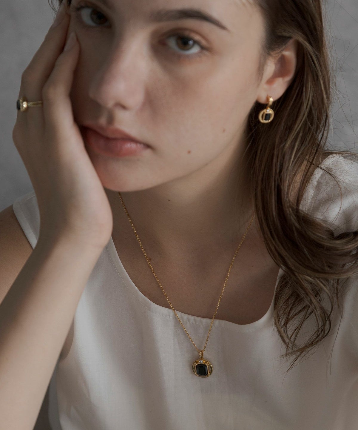 レクタングルオブシディアンネックレス【JUNO PREMIUM】