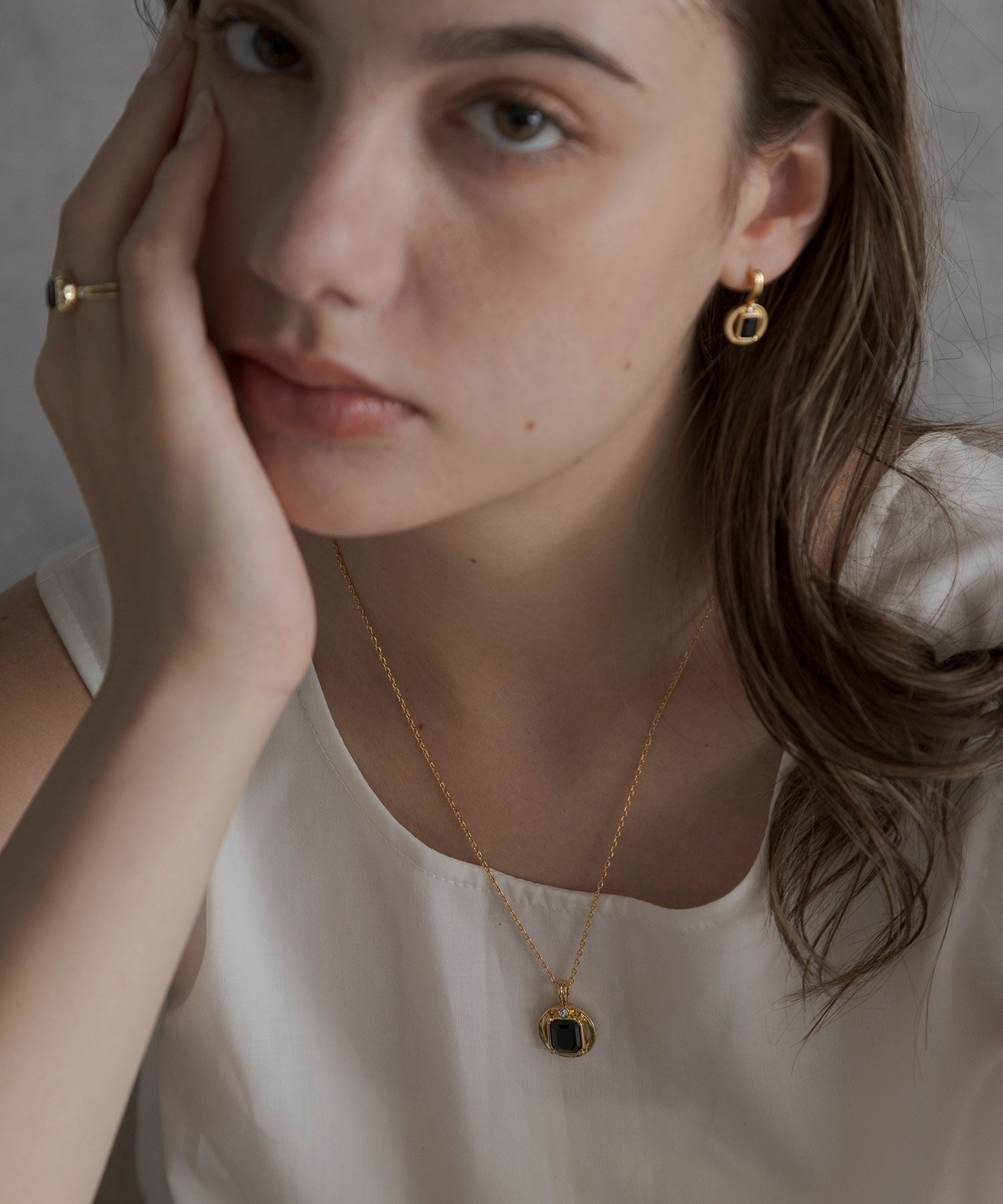 レクタングルオブシディアンネックレス【JUNO PREMIUM】