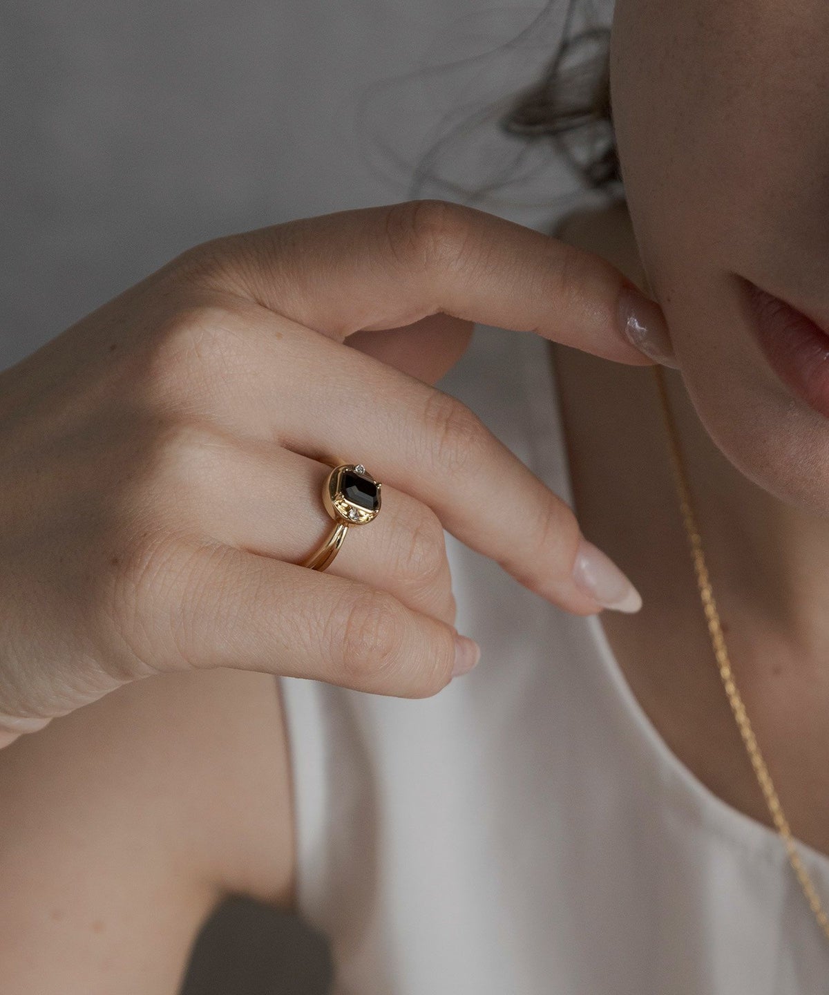 レクタングルオブシディアンリング【JUNO PREMIUM】