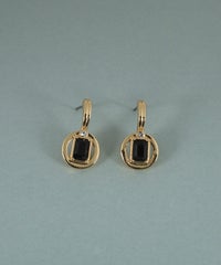 レクタングルオブシディアンピアス【JUNO PREMIUM】