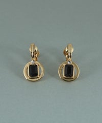 レクタングルオブシディアンイヤリング【JUNO PREMIUM】