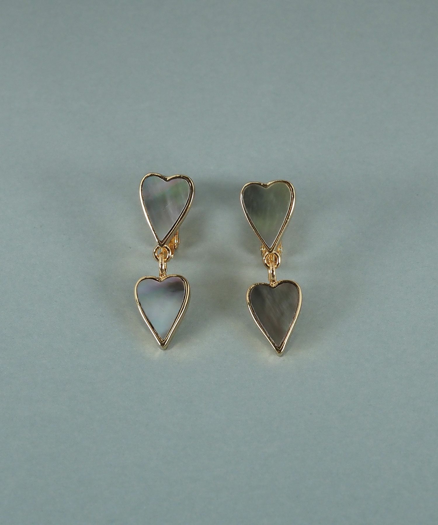 ダブルハートノワールシェル イヤリング【JUNO PREMIUM】