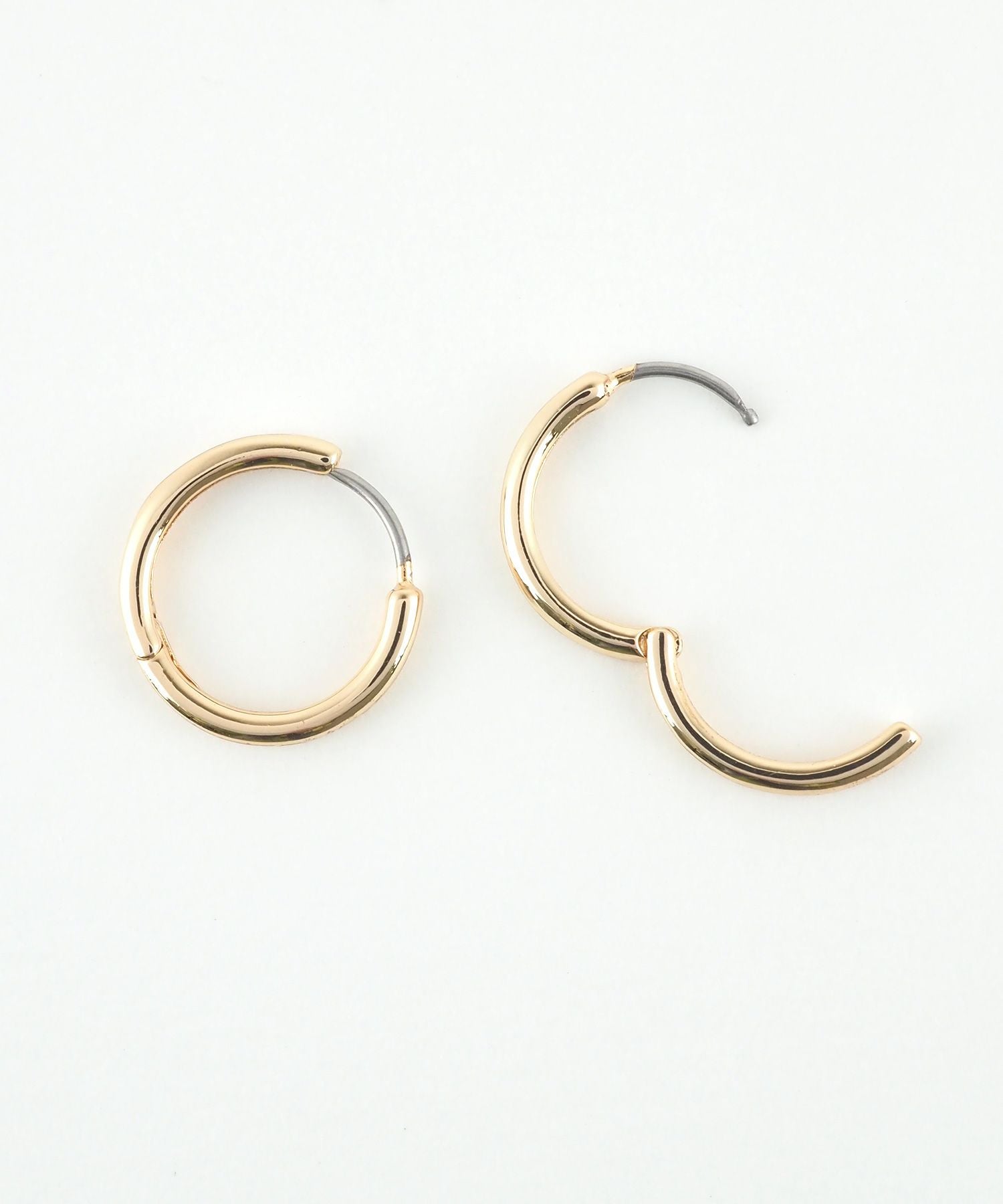 14mmシンプルスリムフープステンレスポストピアス