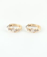 バゲットキュービックフープステンレスポストピアス