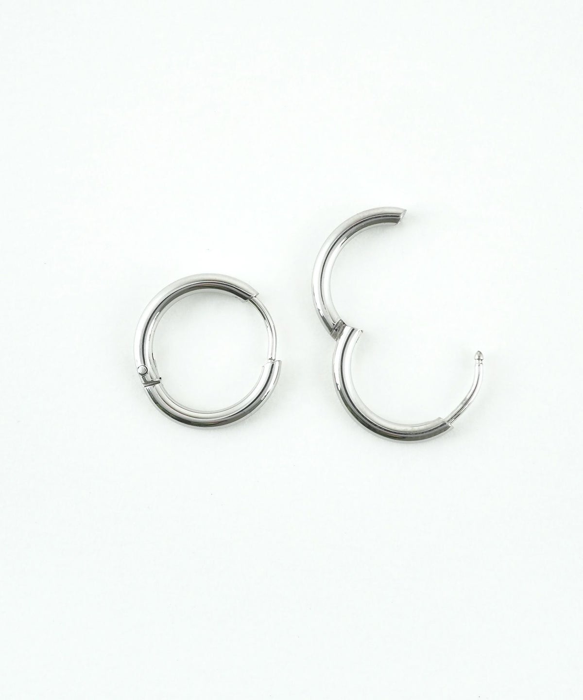 13mmシンプルスリムステンレスフープワンタッチピアス