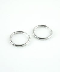 15mmシンプルスリムステンレスフープワンタッチピアス