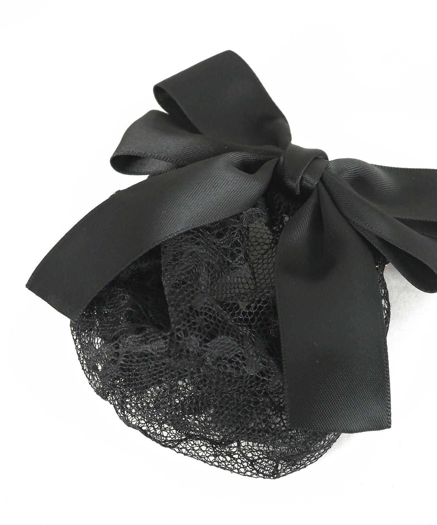レースネット付テールリボンバレッタ