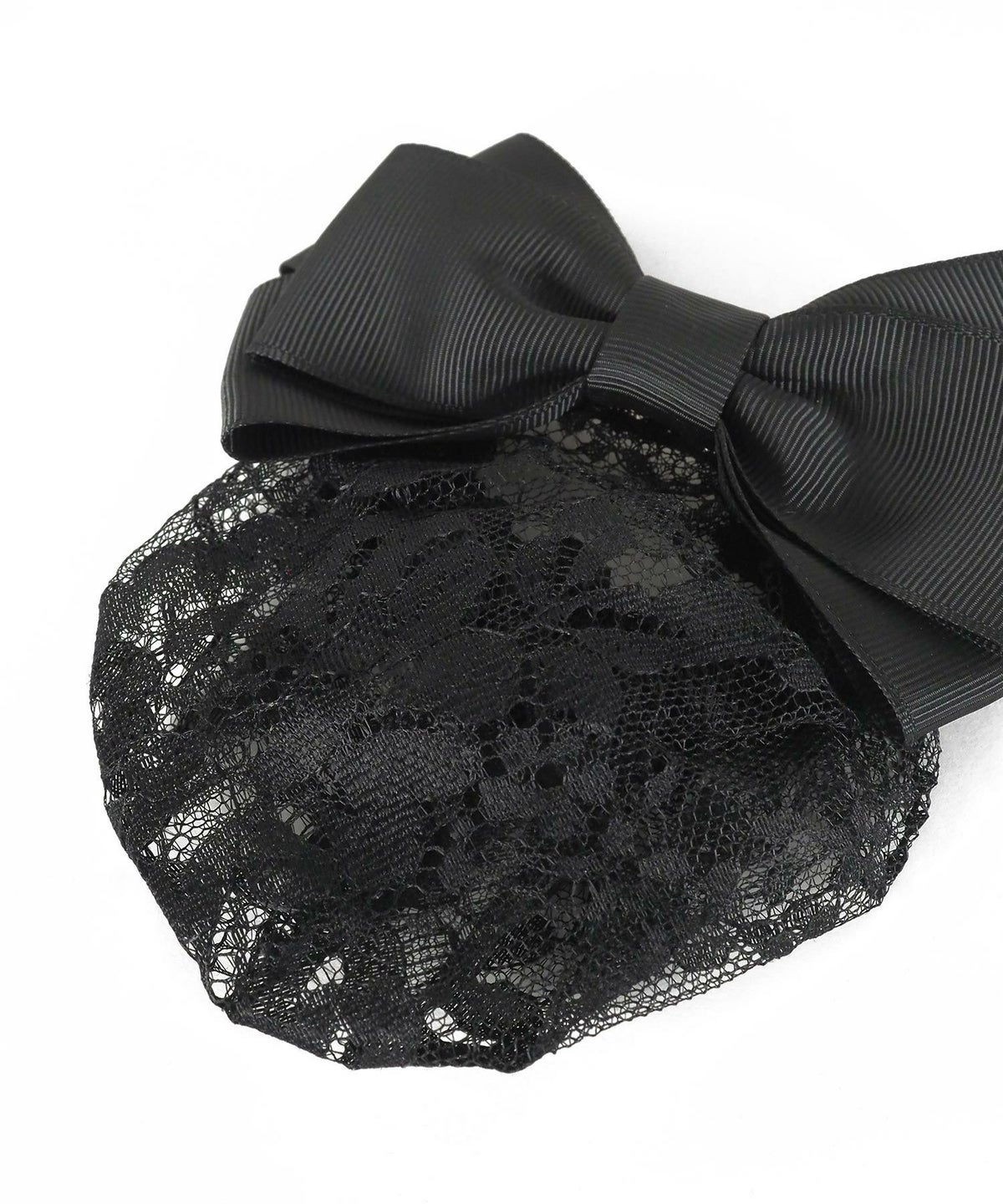 レースネット付レイヤードリボンバレッタ