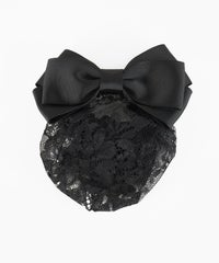 レースネット付レイヤードリボンバレッタ