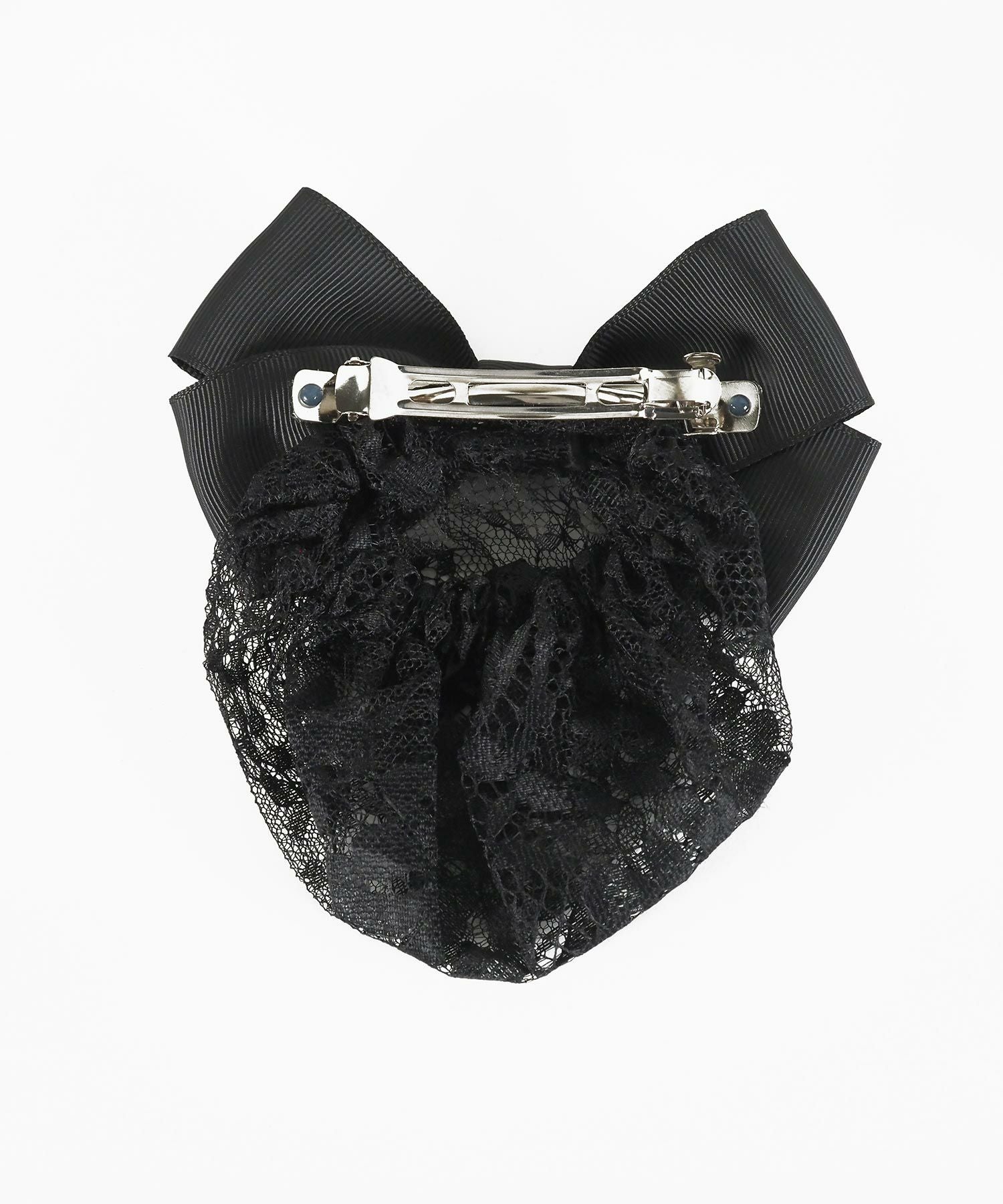 レースネット付レイヤードリボンバレッタ