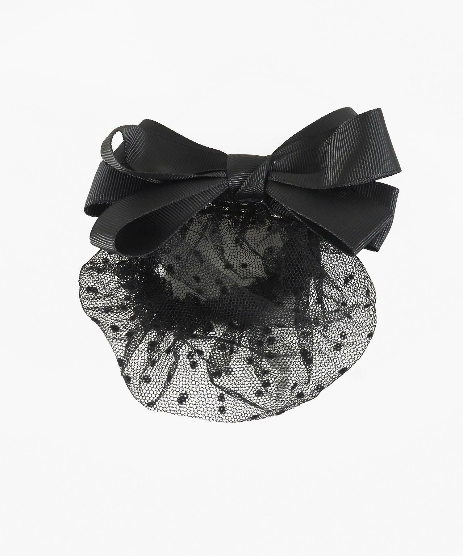 ドット柄ネット付レイヤードリボンバレッタ