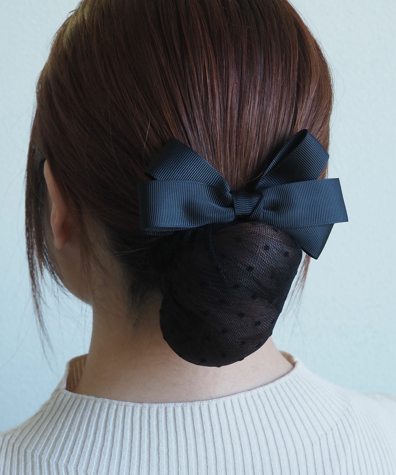 ドット柄ネット付レイヤードリボンバレッタ