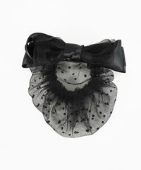 ドット柄ネット付チュールリボンバレッタ