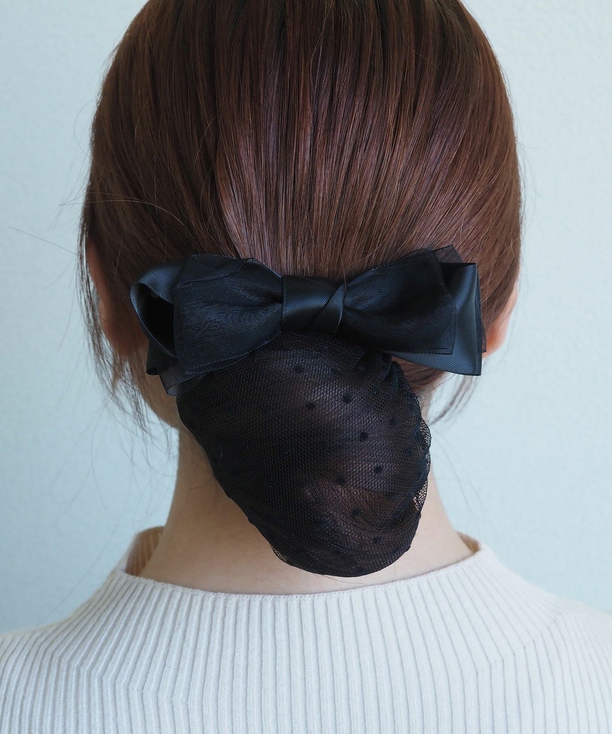 ドット柄ネット付チュールリボンバレッタ