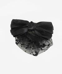 フラワーネット付レイヤードリボンバレッタ