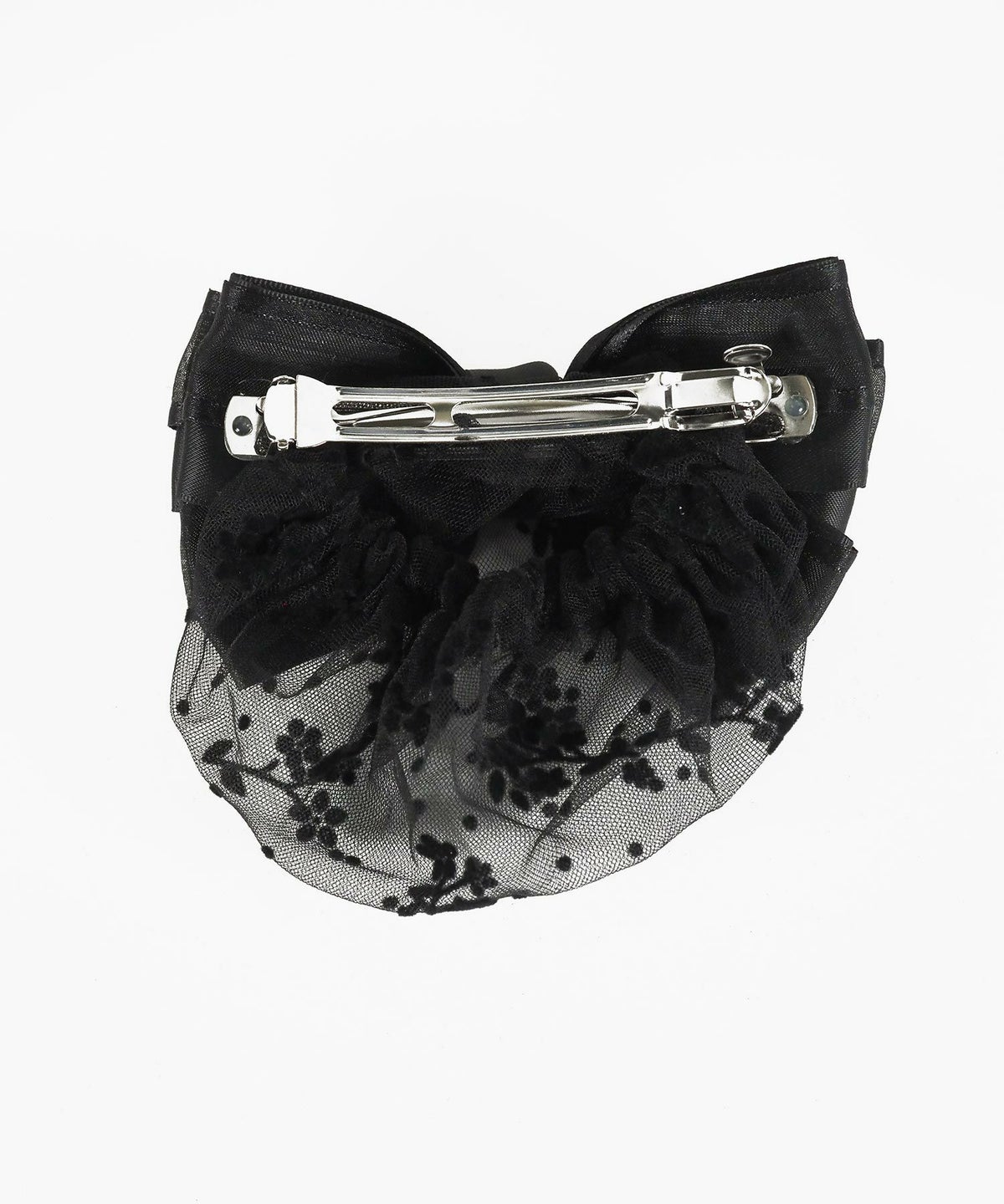 フラワーネット付レイヤードリボンバレッタ