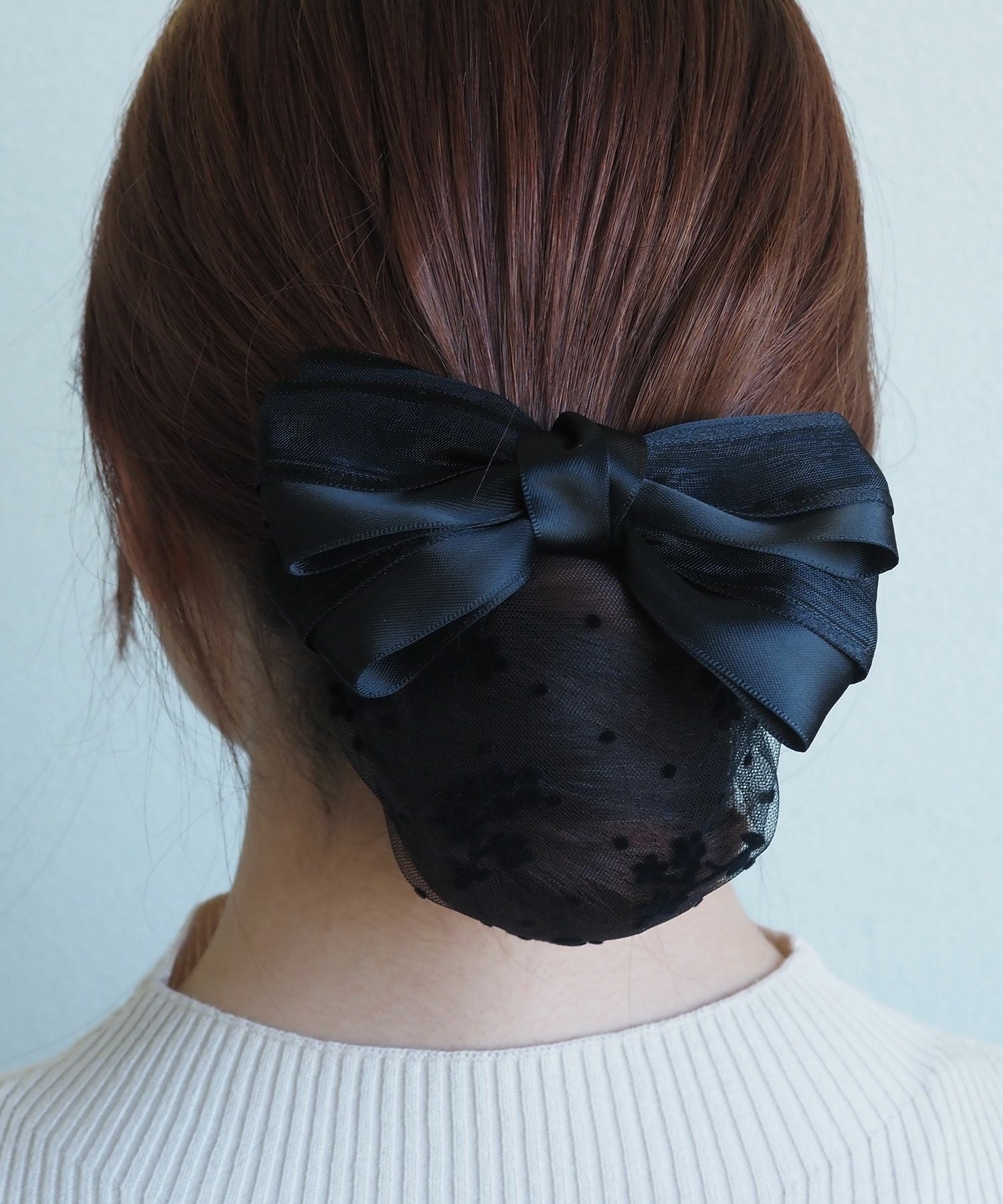 フラワーネット付レイヤードリボンバレッタ