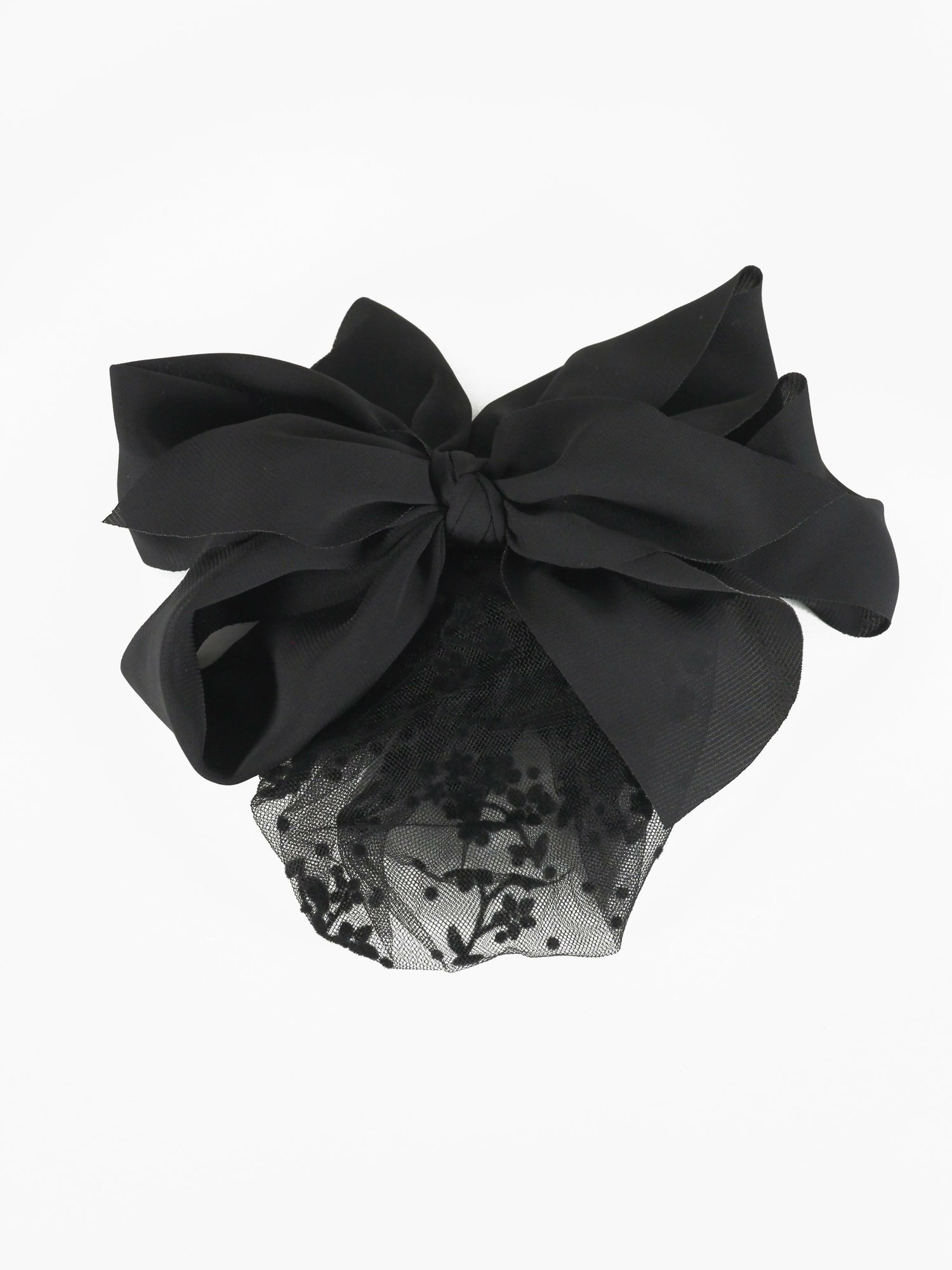 フラワーネット付ボリュームリボンバレッタ