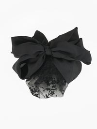 フラワーネット付ボリュームリボンバレッタ