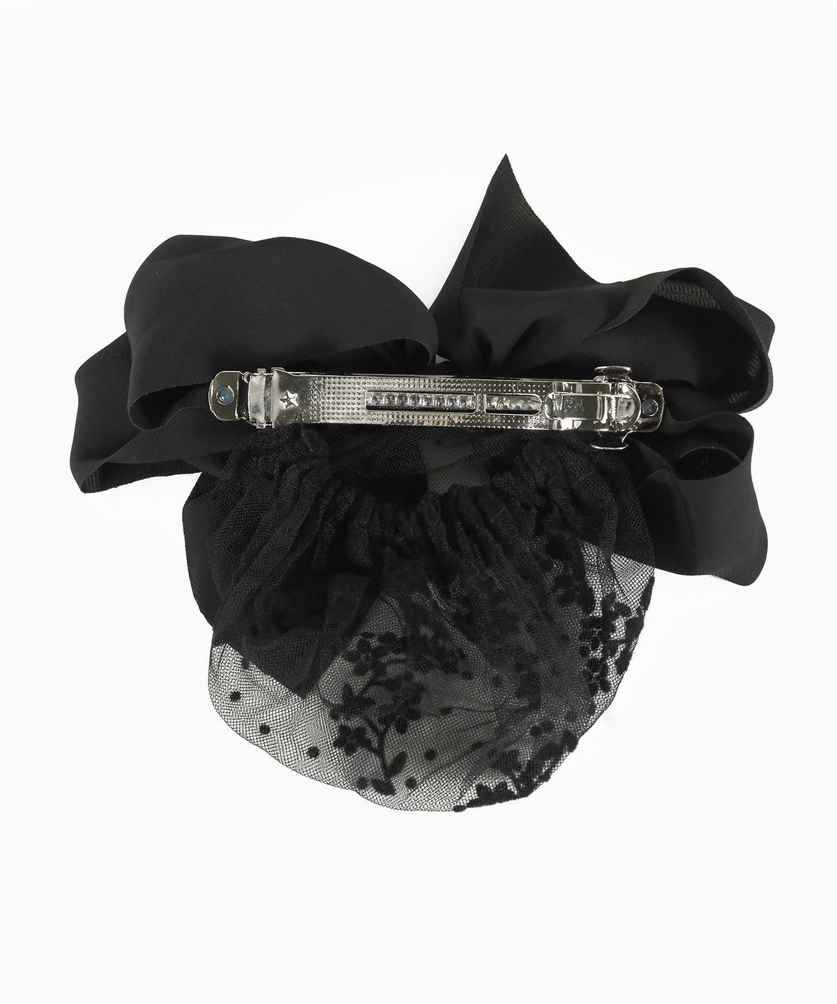 フラワーネット付ボリュームリボンバレッタ