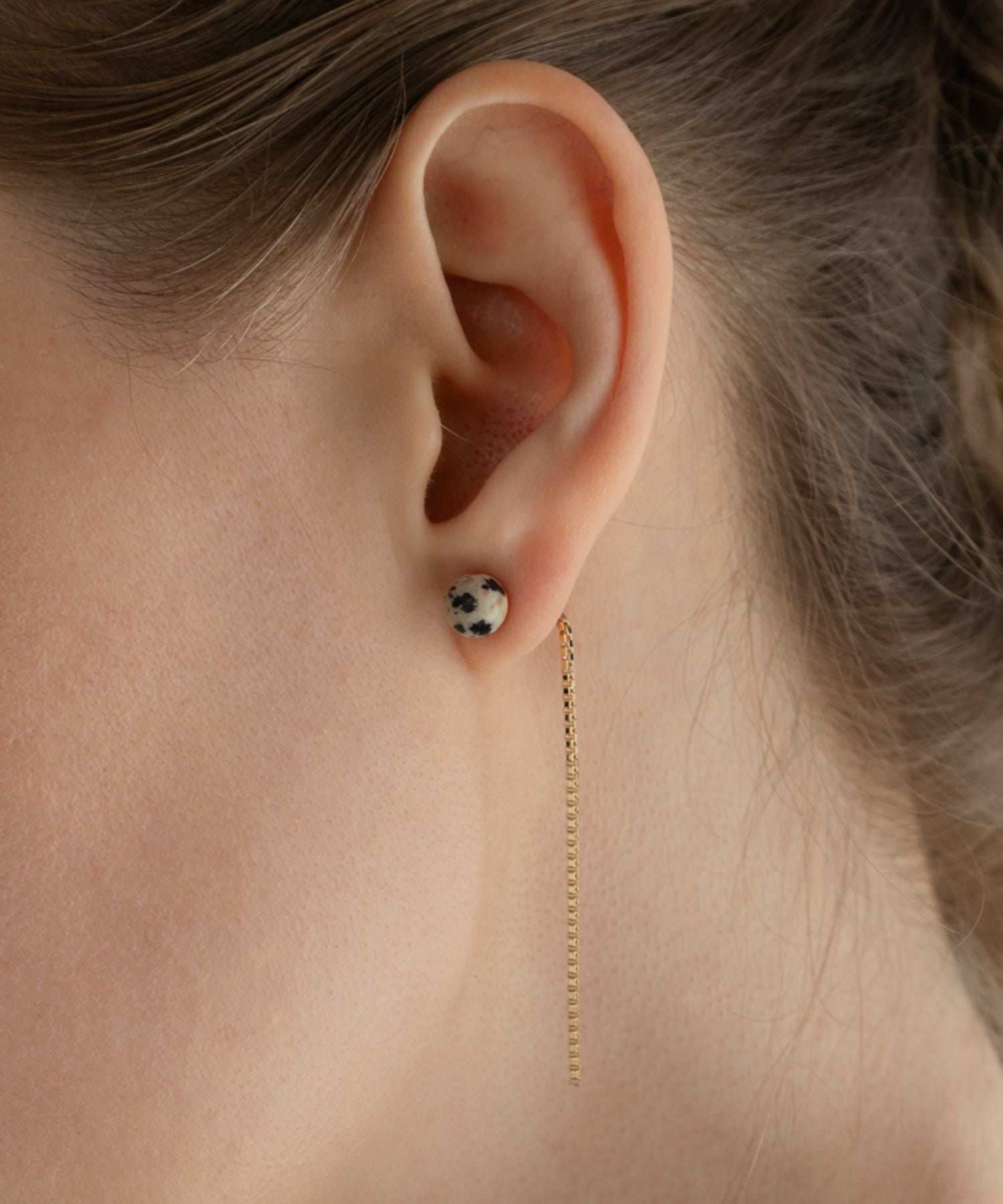 ストーンロングチェーンチタンポストピアス【MUK blossom stone】