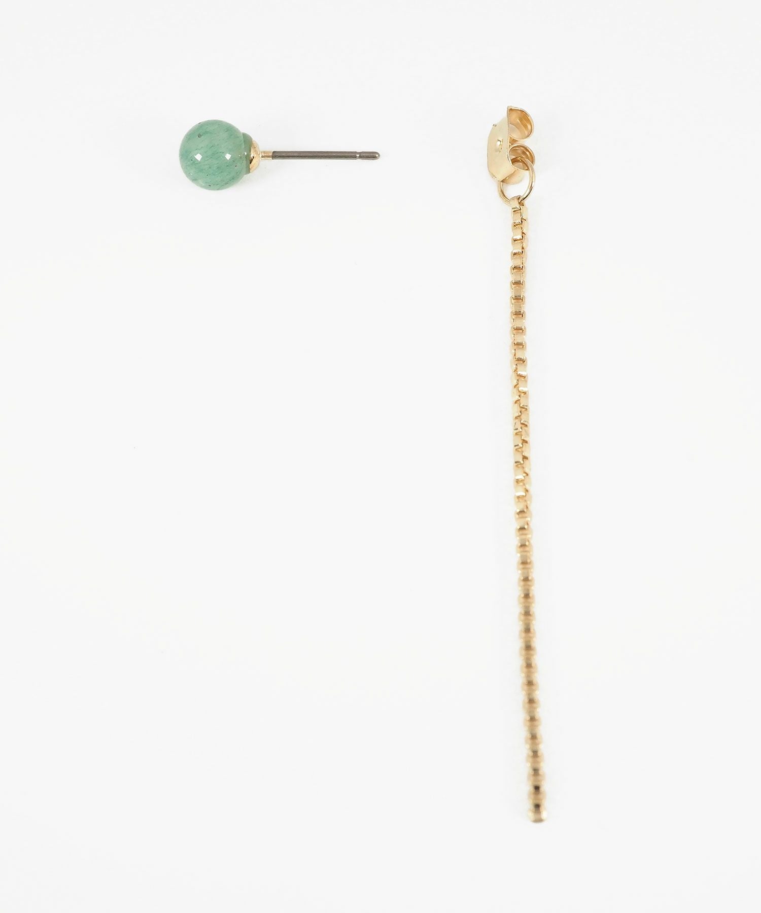 ストーンロングチェーンチタンポストピアス【MUK blossom stone】