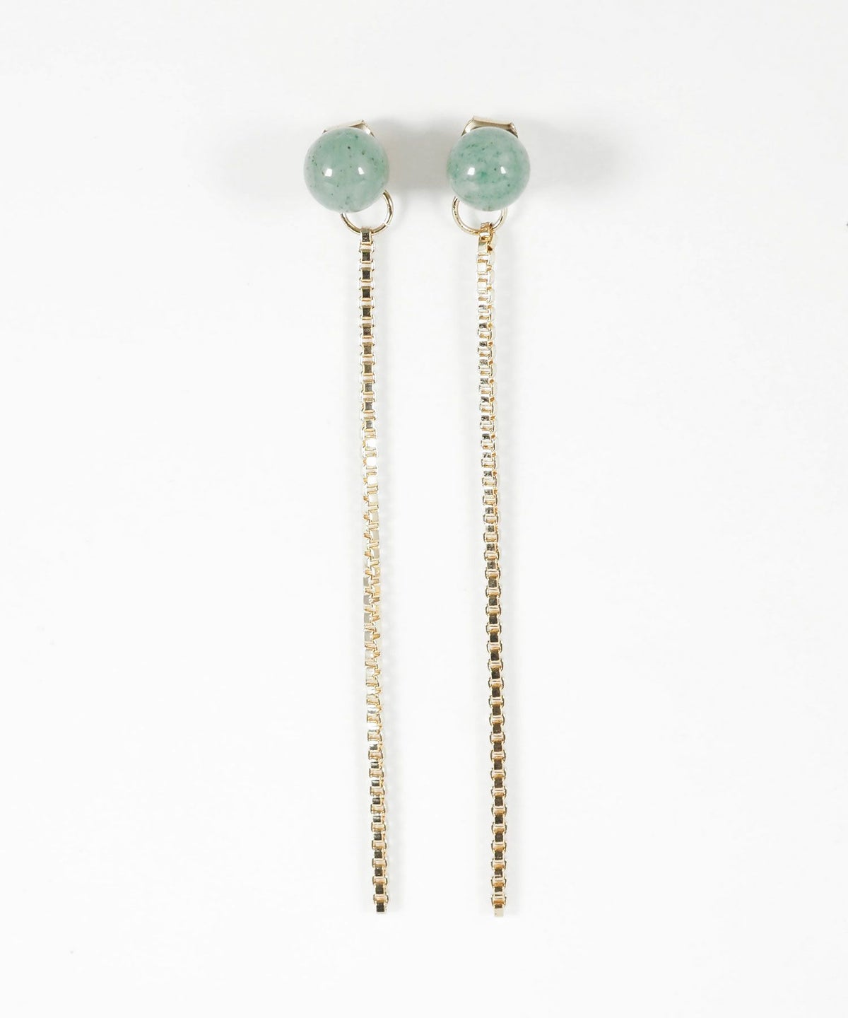 ストーンロングチェーンチタンポストピアス【MUK blossom stone】