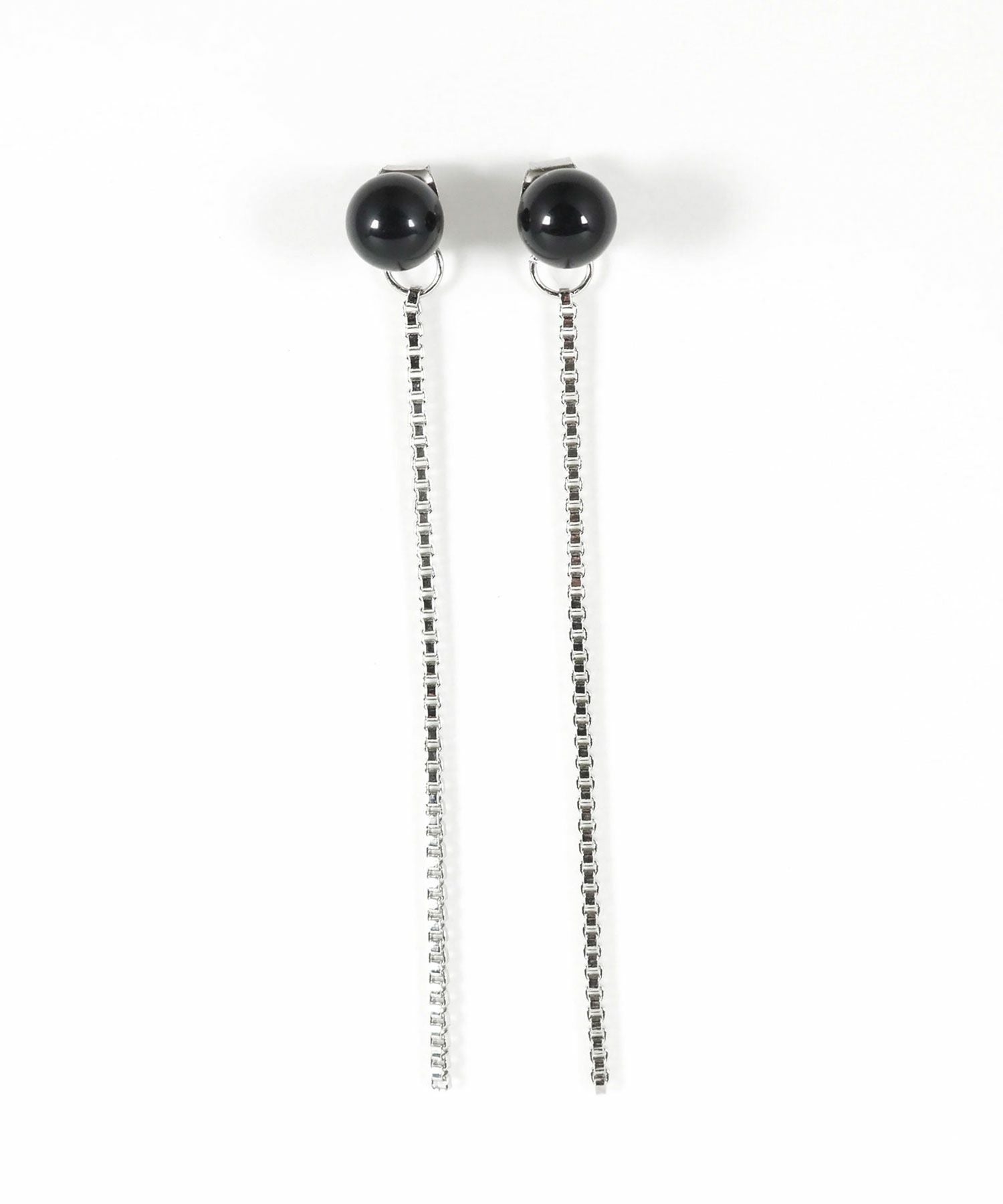 ストーンロングチェーンチタンポストピアス【MUK blossom stone】