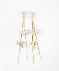 ダブルバタフライチェーンチタンポストピアス